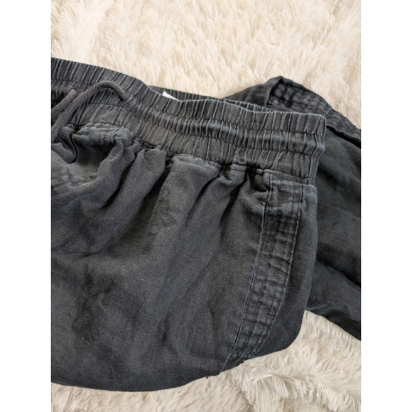 Quince 100% Linen Black Elastic Waist Wide Leg Pants With Pockets Size Large - Picture 5 of 10